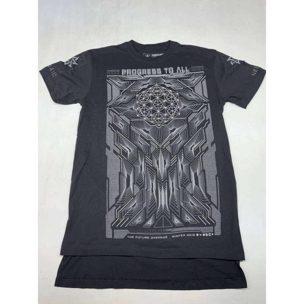 Neo4ic Quantum Droptail Graphic Gaming Short Sleeve Shirt Black AOP Men’s Large